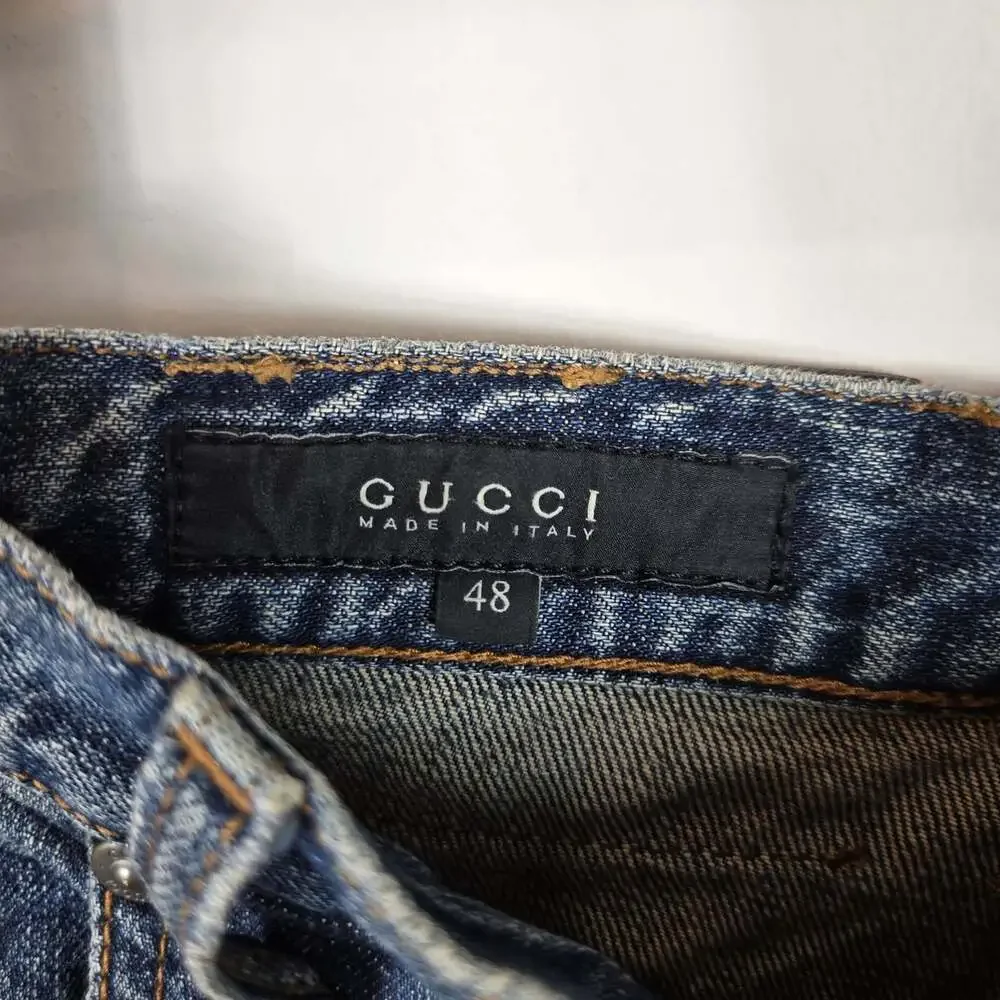 Gucci Skinny Jeans 48 32x26 Cropped Made in Italy Blue Denim Mens Luxury